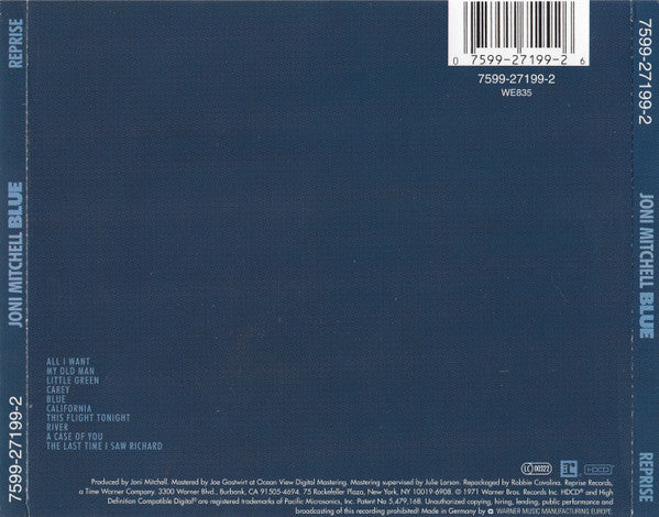Joni Mitchell – Blue (Used) (Mint Condition) CD