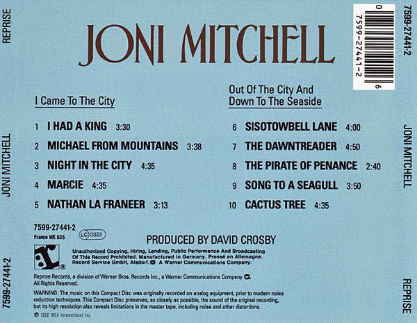 Joni Mitchell – Song To A Seagull (Used) (Mint Condition) CD