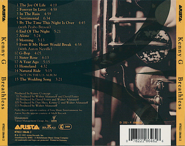 Kenny G (2) – Breathless (Used) (Mint Condition) CD