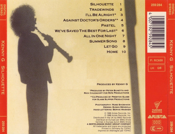 Kenny G (2) – Silhouette (Used) (Mint Condition) CD