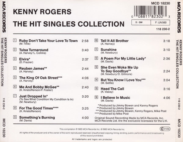 Kenny Rogers – The Hit Singles Collection (Used) (Mint Condition) CD