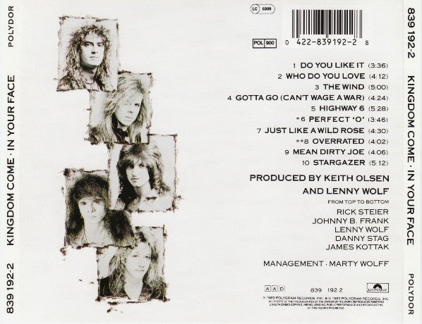 Kingdom Come (2) – In Your Face (Used) (Mint Condition) CD