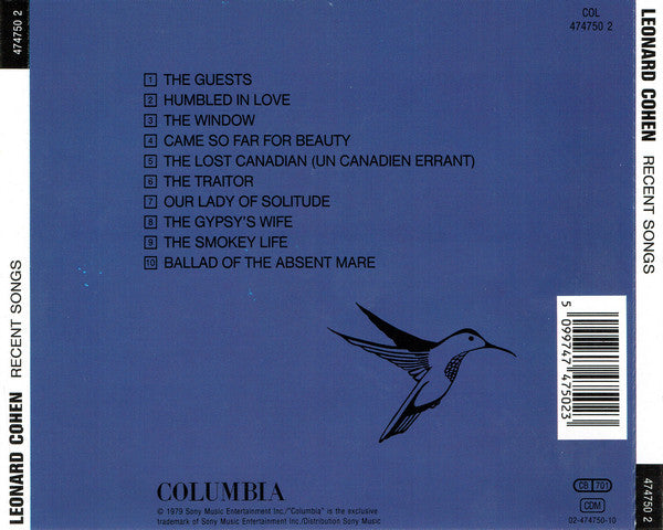 Leonard Cohen – Recent Songs (Used) (Mint Condition) CD
