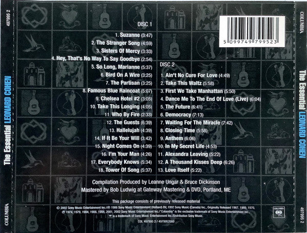 Leonard Cohen – The Essential Leonard Cohen 2 Discs (Used) (Mint Condition) CD