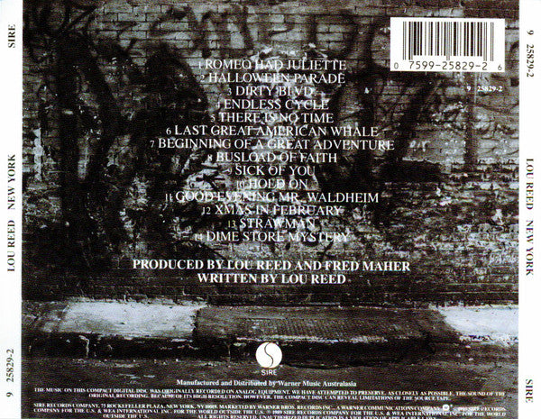 Lou Reed – New York (Used) (Mint Condition) CD