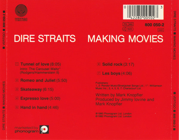 DIRE STRAITS- MAKING MOVIES (Used) (Mint Condition) CD
