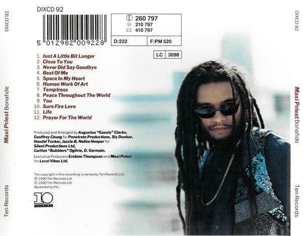 Maxi Priest – Bonafide (Used) (Mint Condition) CD