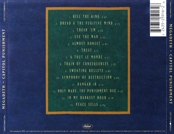 Megadeth – Capitol Punishment: The Megadeth Years (Used) (Mint Condition) CD