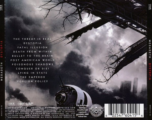Megadeth – Dystopia (Used) (Mint Condition) CD
