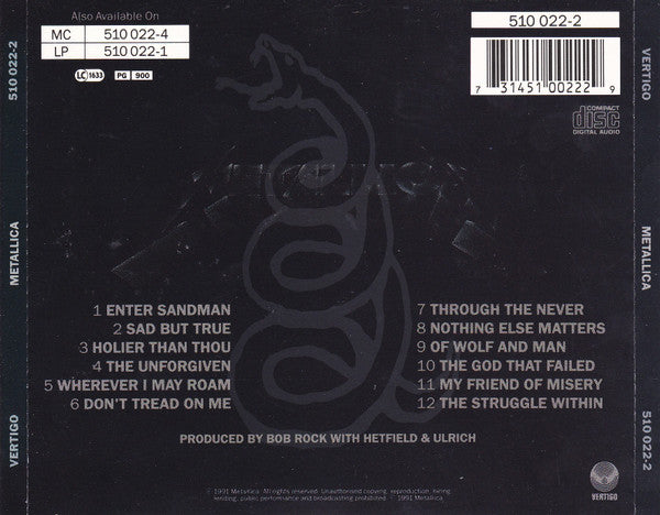 Metallica – Metallica (Used) (Mint Condition) CD