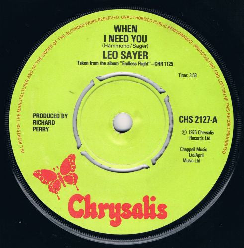 Leo Sayer - When I Need You (Used) (Mint Condition) - Vinyl (EP)