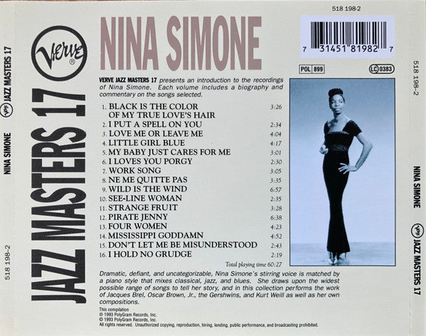 Nina Simone – Verve Jazz Masters 17 (Used) (Mint Condition) CD
