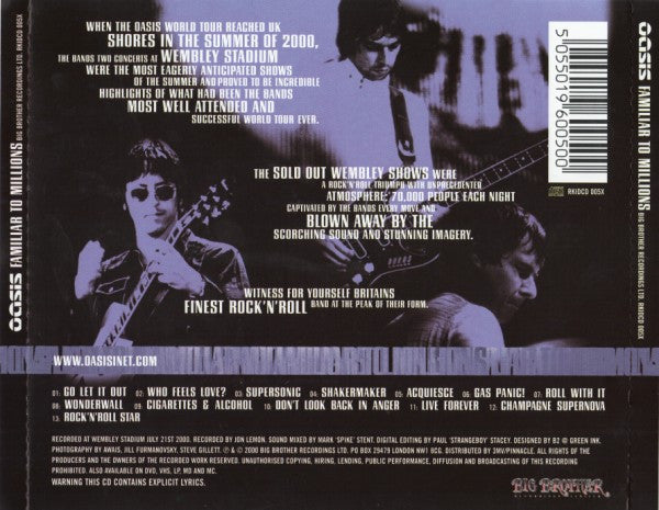 Oasis – Familiar To Millions (Used) (Mint Condition) CD