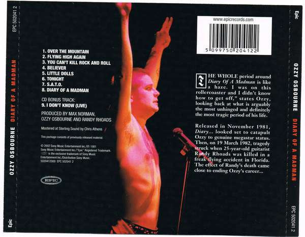 Ozzy Osbourne – Diary Of A Madman (Used) (Mint Condition) CD