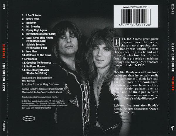 Ozzy Osbourne – Randy Rhoads Tribute (Used) (Mint Condition) - CD