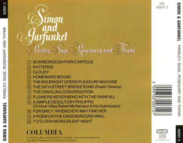 Simon And Garfunkel* – Parsley, Sage, Rosemary And Thyme (Used) (Mint Condition) CD