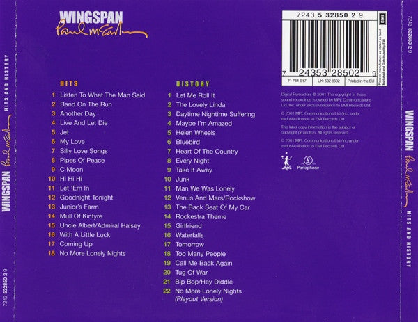 Paul McCartney – Wingspan (Hits And History) 2 Discs (Used) (Mint Condition) CD