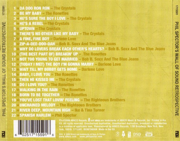 Phil Spector / Various – Phil Spector's Wall Of Sound Retrospective (Used) (Mint Condition) - CD