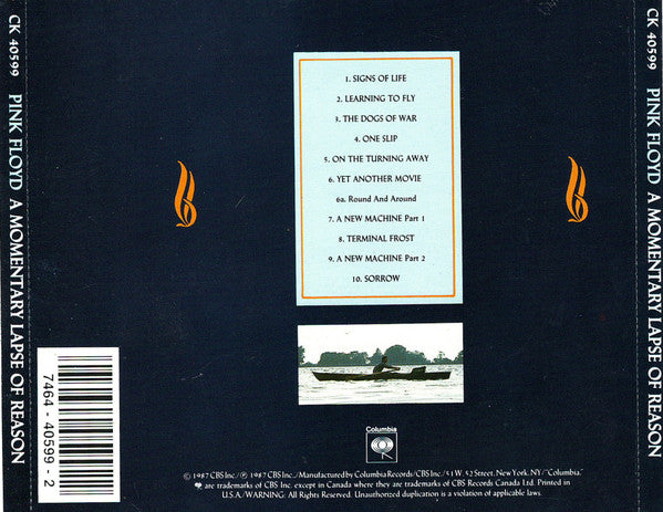 Pink Floyd – A Momentary Lapse Of Reason (Used) (Mint Condition) CD