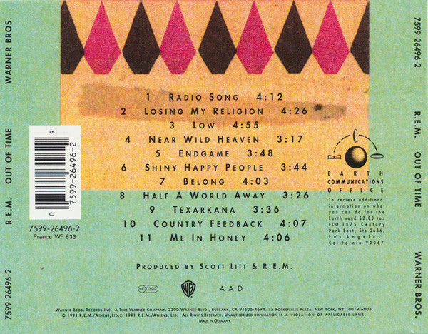 R.E.M. – Out Of Time (Used) (Mint Condition) CD