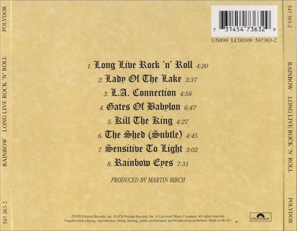 Rainbow – Long Live Rock 'N' Roll (Used) (Mint Condition) CD