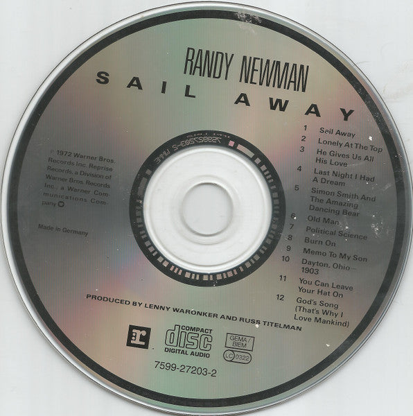 Randy Newman – Sail Away (Used) (Mint Condition) CD