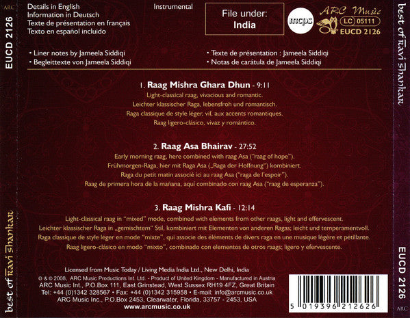 Ravi Shankar - Best Of Ravi Shankar (Used) (Mint Condition) - CD