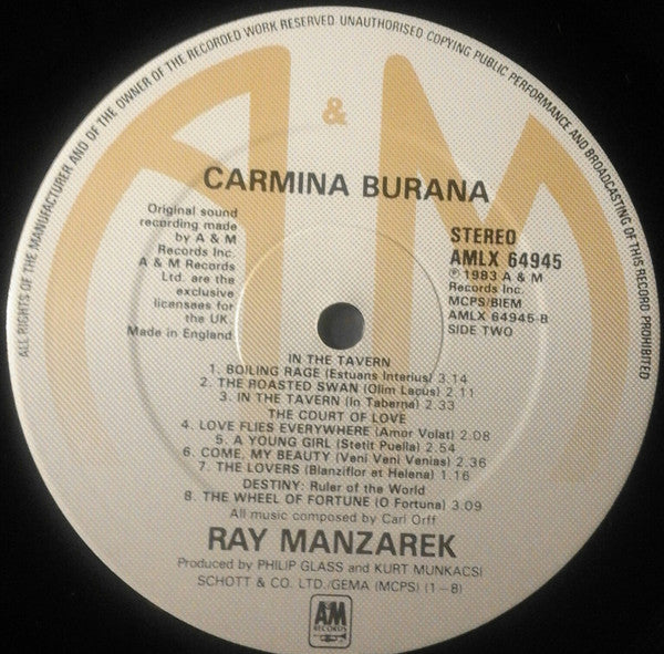Ray Manzarek – Carmina Burana (Used) (Mint Condition) Vinyl