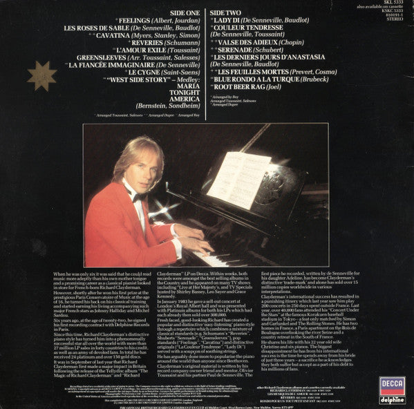 Richard Clayderman - The Music Of Richard Clayderman (Used) (Mint Condition) Vinyl