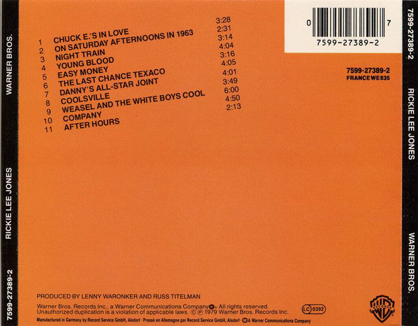 Rickie Lee Jones – Rickie Lee Jones (Used) (Mint Condition) CD