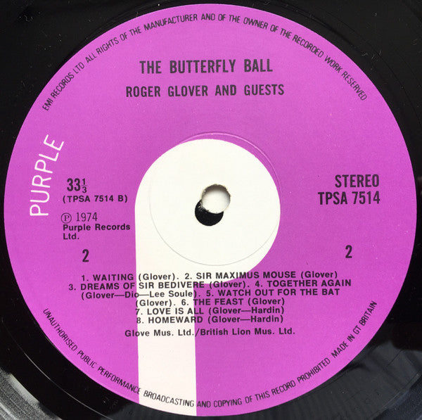 Roger Glover And Guests – The Butterfly Ball And The Grasshopper's Feast (Used) (Mint Condition) Vinyl