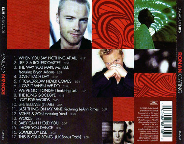 Ronan Keating – 10 Years Of Hits (Used) (Mint Condition) CD