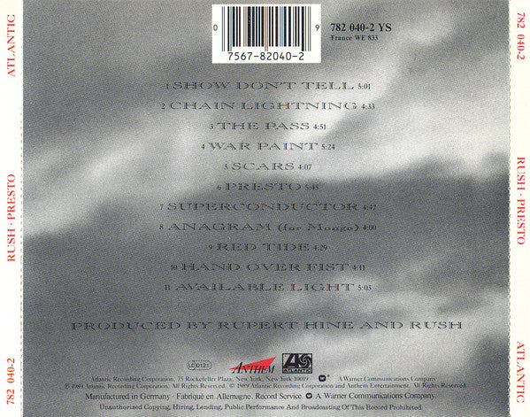 Rush - Presto (Used) (Mint Condition)