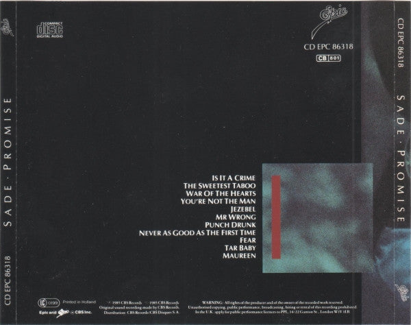 Sade – Promise (Used) (Mint Condition) CD