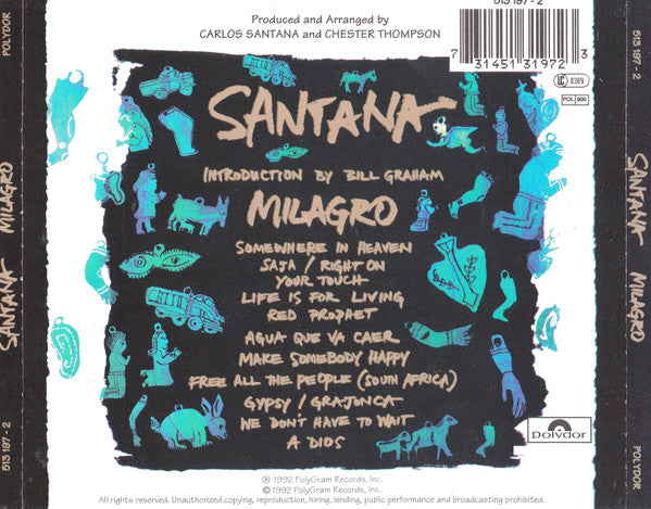 Santana – Milagro (Used) (mint Condition) CD