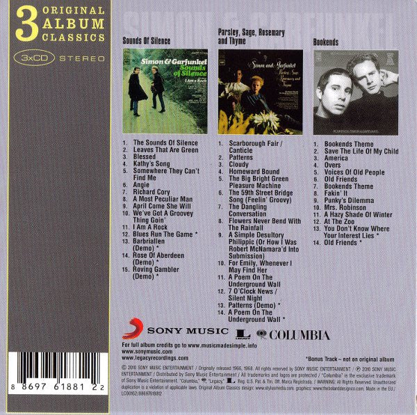 Simon & Garfunkel – 3 Original Album Classics (Used) (Mint Condition) |