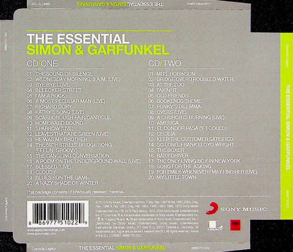 Simon & Garfunkel – The Essential Simon & Garfunkel 2 Discs (Used) (Mint Condition) CD