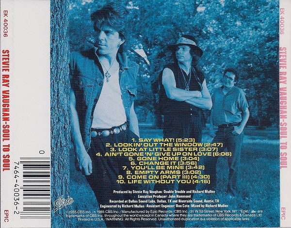 Stevie Ray Vaughan And Double Trouble* – Soul To Soul (Used) (Mint Condition)