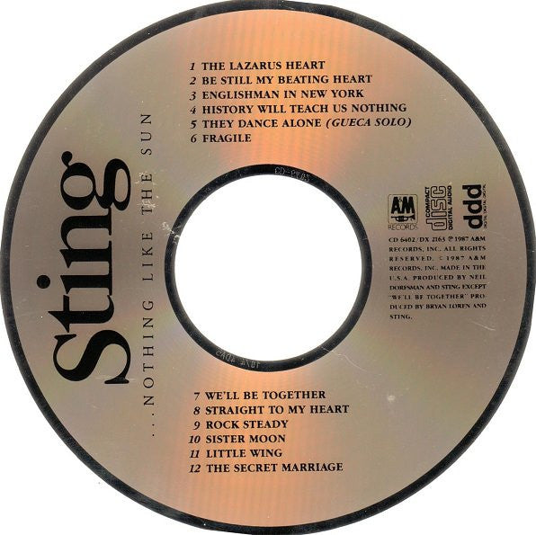 Sting – ...Nothing Like The Sun (Used) (Mint Condition) CD