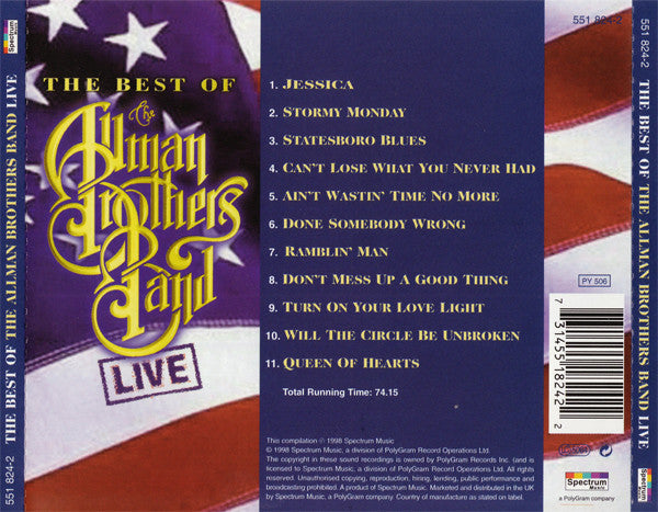 The Allman Brothers Band - The Best Of The Allman Brothers Band Live (Used) (Mint Condition)