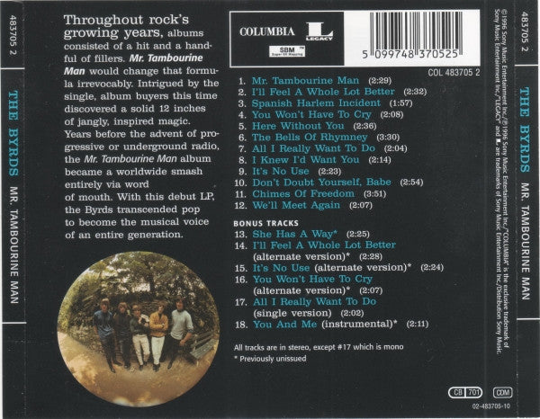 The Byrds – Mr. Tambourine Man (Used) (Mint Condition) CD