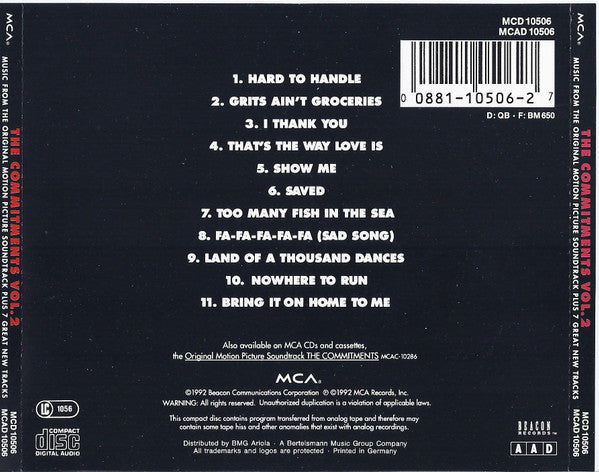 The Commitments – The Commitments Vol. 2 (Music From The Original Motion Picture Soundtrack) (Used) (Mint Condition)