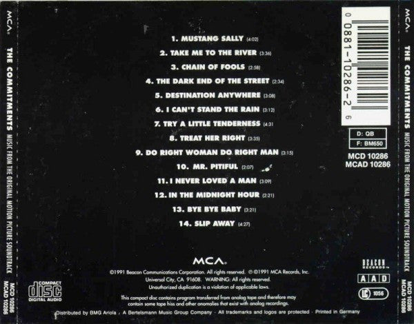 The Commitments – The Commitments (Original Motion Picture Soundtrack) (Used) (Mint Condition) CD