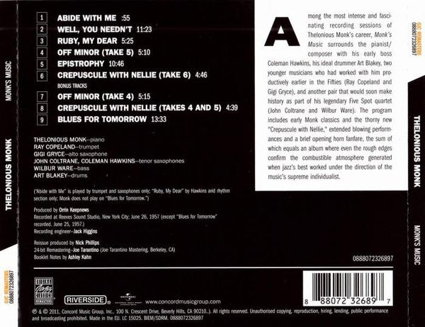 Thelonious Monk Septet – Monk's Music (Used) (Mint Condition) CD