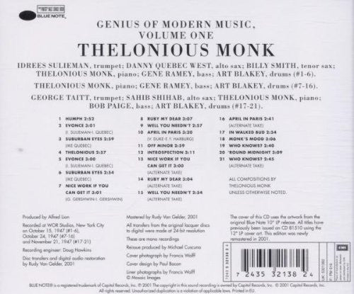 Thelonious Monk – Genius Of Modern Music Volume One (Used) (Mint Condition) CD