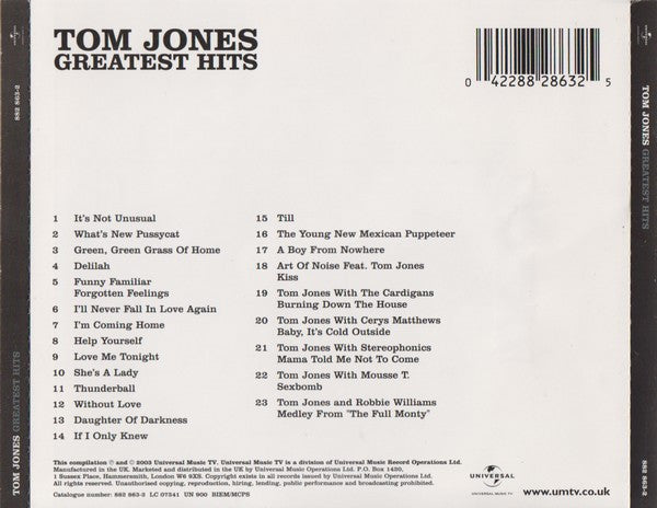 Tom Jones – Greatest Hits (Used) (Mint Condition) CD