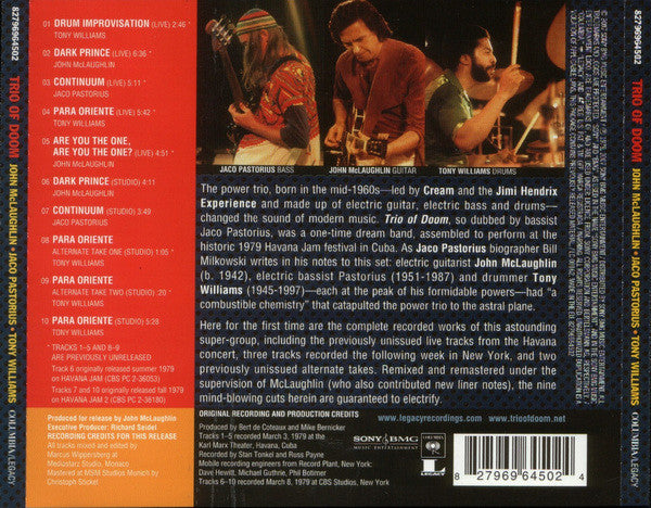 Trio Of Doom, John McLaughlin, Jaco Pastorius, Tony Williams* – Trio Of Doom (Used) (Mint Condition) - CD