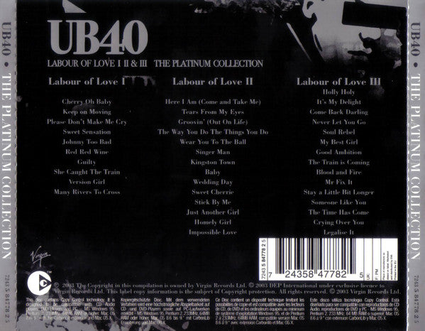 UB40 – Labour Of Love I II & III The Platinum Collection 3 Discs (Used) (Mint Condition) CD