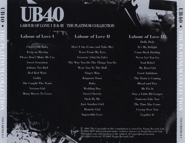 UB40 - Labour Of Love Parts I + II & III (The Platinum Collection) (Used) (Mint Condition) - CD