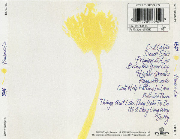 UB40 – Promises And Lies (Used) (Mint Condition) CD